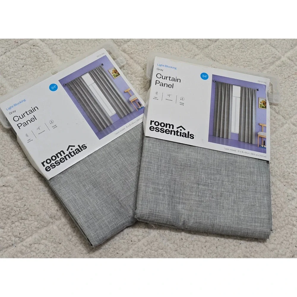 Room Essentials Gray Light‎ Blocking Curtain Panel 84 Inch Single New Target